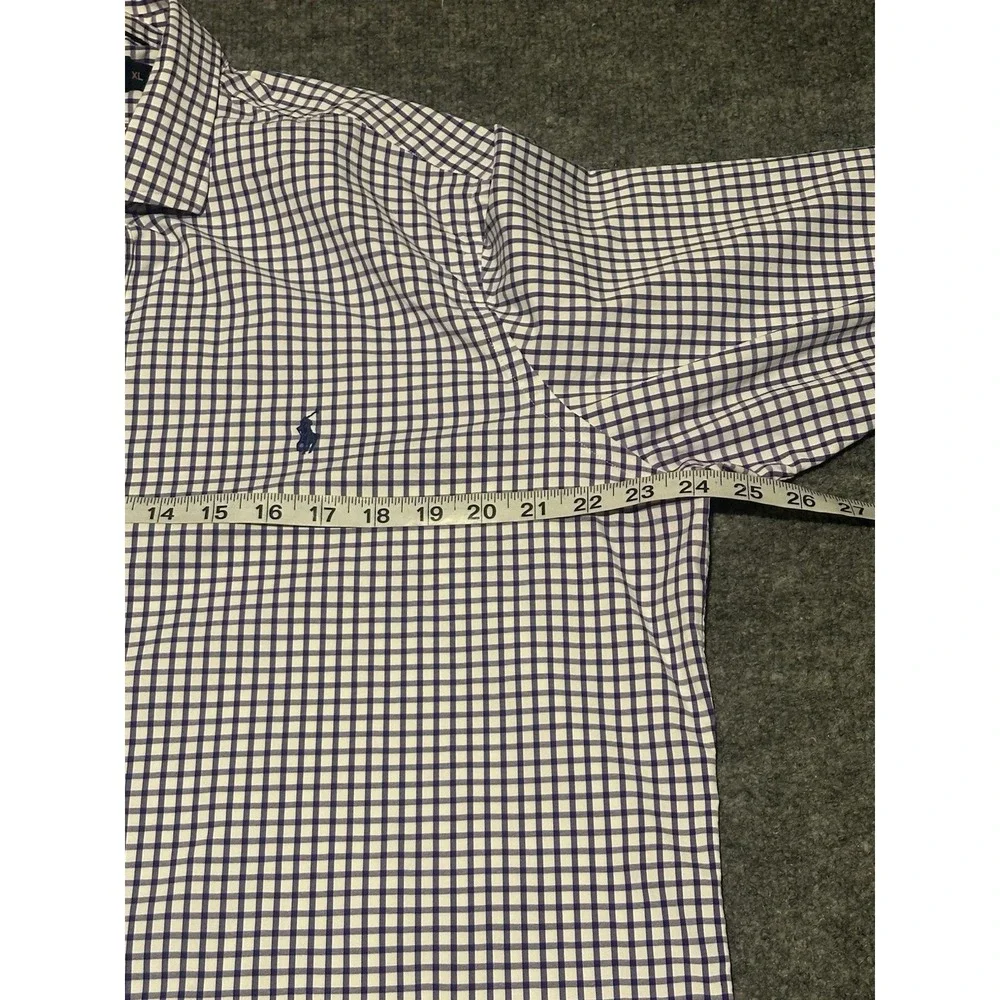 Polo Ralph Lauren Men's XL Purple Graph Checked Performance Button Nylon Shirt